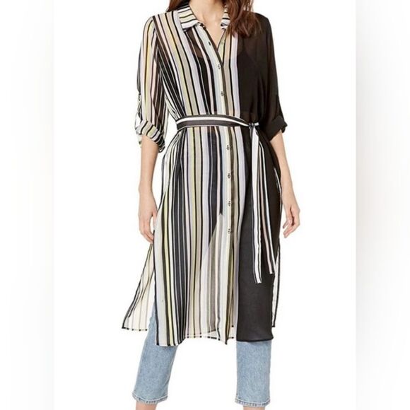 Calvin Klein Sheer Tunic With Belt - Picture 2 of 10
